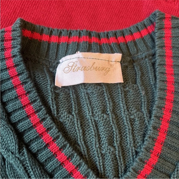 Strasburg Boys Argyle Red Green Holiday Sweater Vest 5 6 7 - Picture 2 of 4